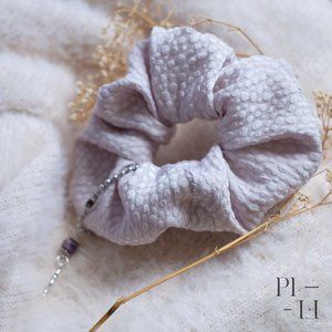 NWOT Handmade scrunchie with amethyst gemstones